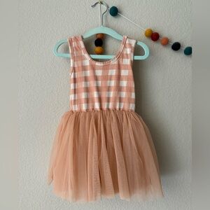 Taylor Joelle Pink Checkered Kids leotard/tulle skirt